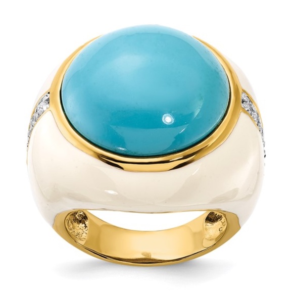 Jewelry - Turquoise and CZ Ring Sterling Silver